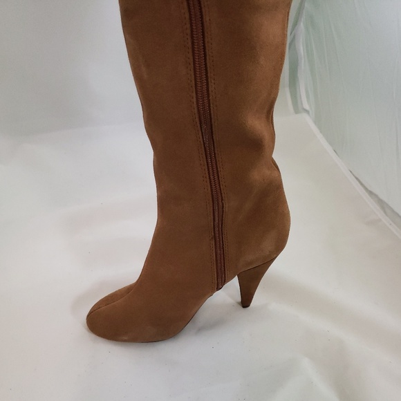 HOT IN HOLLYWOOD Brown Sued Knee High Heels 9M - Picture 4 of 11